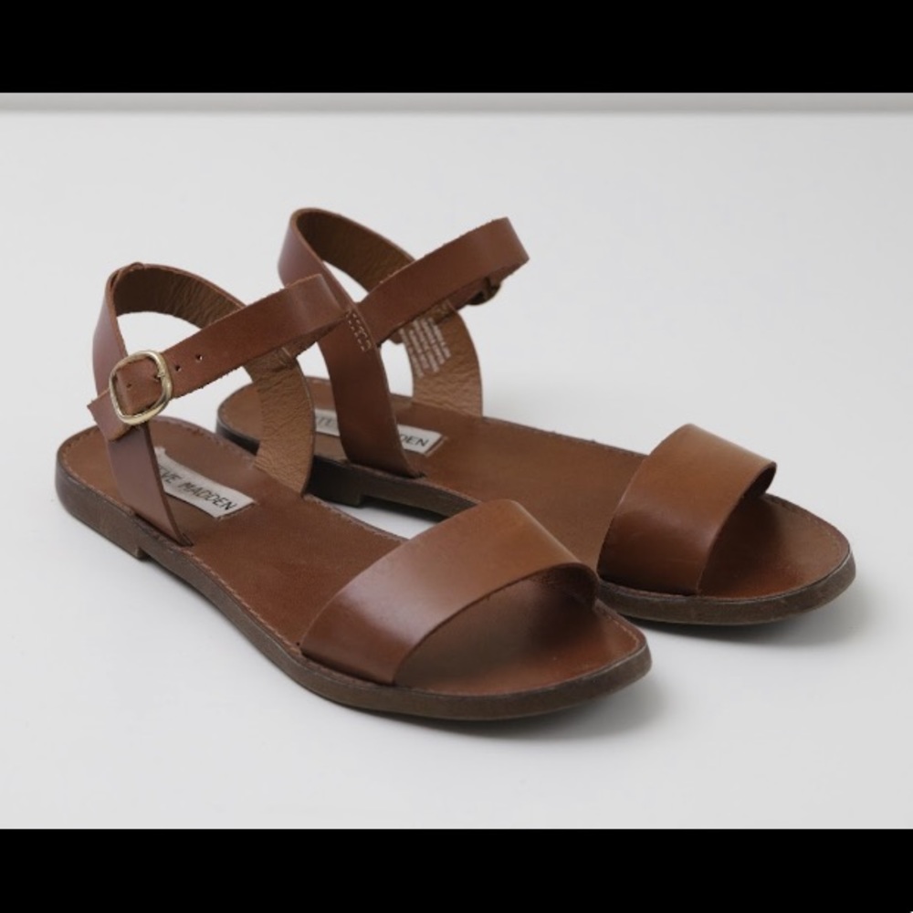 Steve Madden DONDDI Brown Leather Strap Sandals